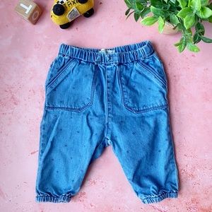 Zara Baby Elastic Waist Pull-On Star Print Jeans (6-9M)